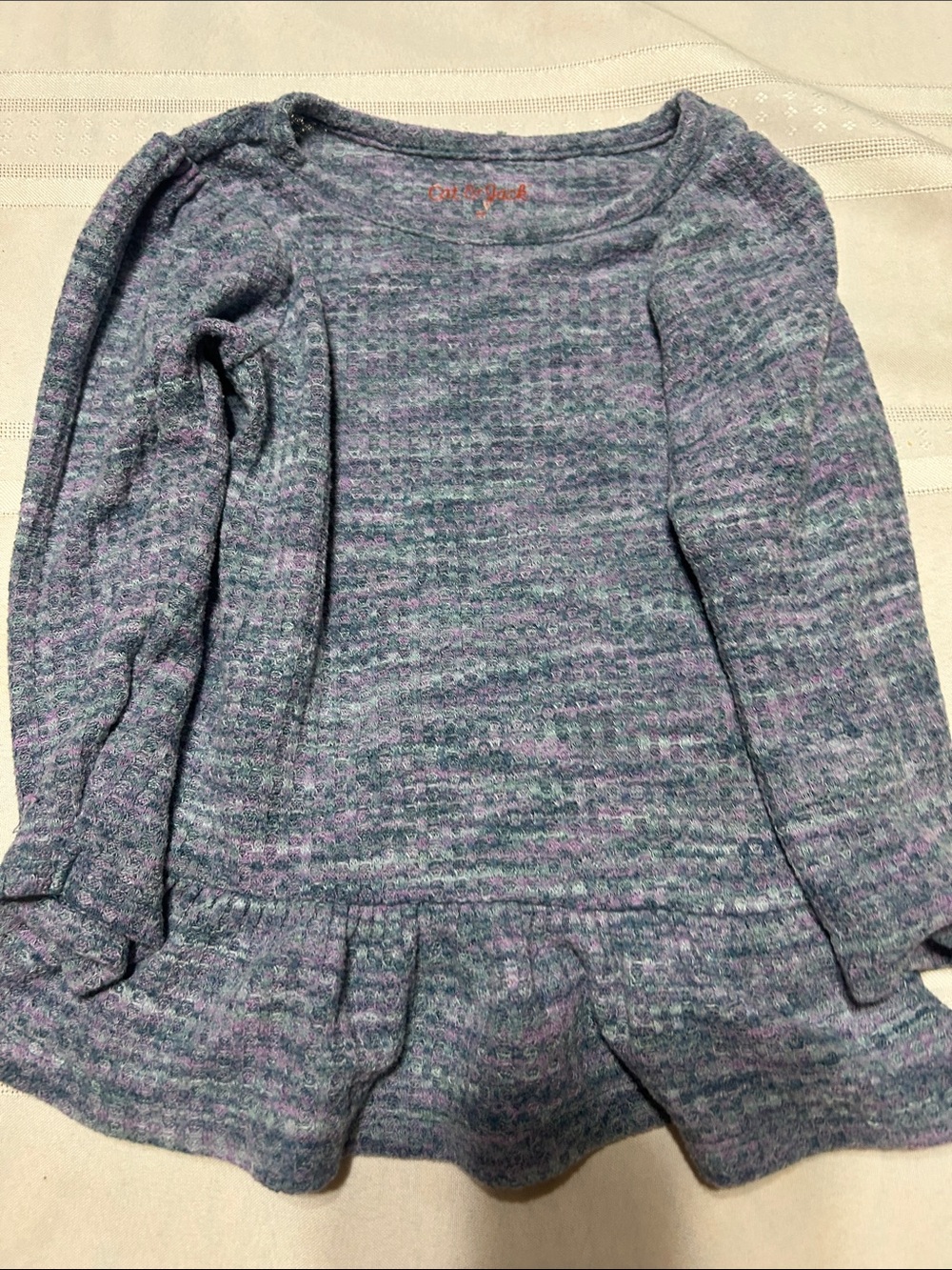 Cat & Jack Heathered Gray and Lavender Peplum Sweater